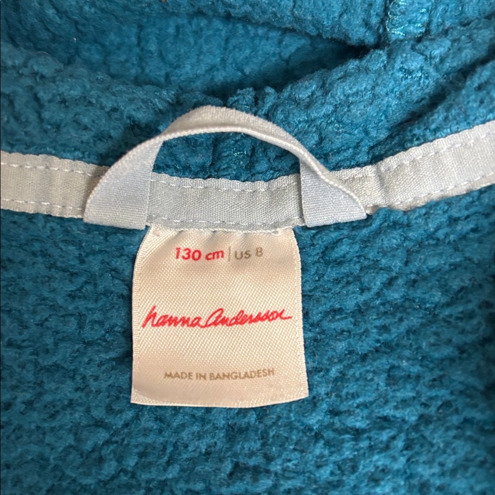 Hanna Andersson Kids Turquoise Fleece Jacket Size 8 - Picture 3 of 4